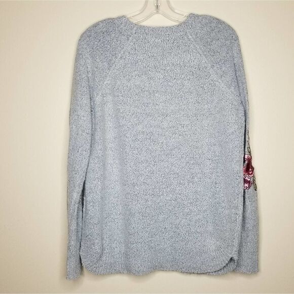 Cloud Chaser Embroidered Floral Sleeve Pullover Sweater Large - Picture 7 of 10